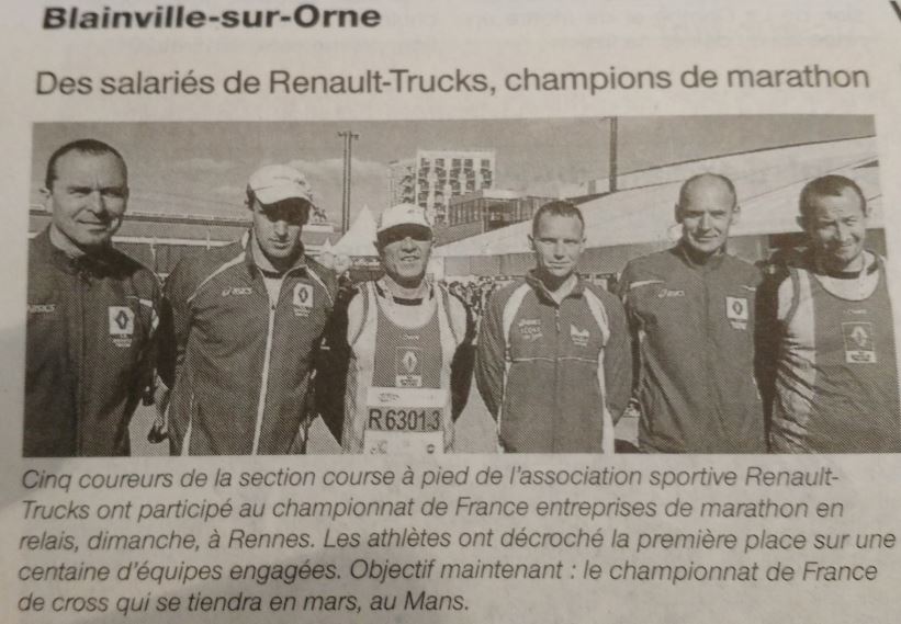 Champions de France Entreprises marathon en relais 2015